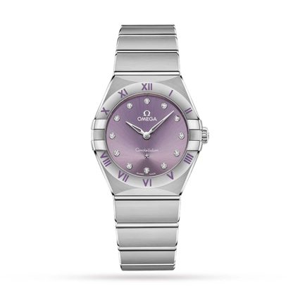 pas cher Omega Constellation Co Axial 28mm Ladies Watch Purple O13110286060002