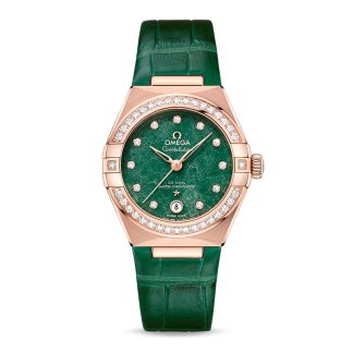pas cher Omega Constellation Co Axial Master Chronometer 29mm Ladies Watch Green O13158292099004