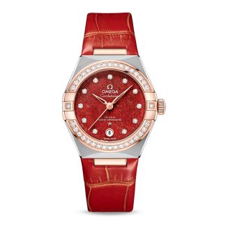 pas cher Omega Constellation Co Axial Master Chronometer 29mm Ladies Watch Red O13128292099002