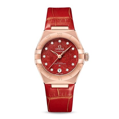 pas cher Omega Constellation Co Axial Master Chronometer 29mm Ladies Watch Red O13153292099003