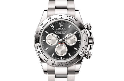 pas cher Rolex Cosmograph Daytona Oyster 40 mm or blanc Cadran noir et acier brillant M126509-0001