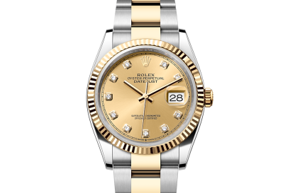 pas cher Rolex Datejust 36 Oyster 36 mm Oystersteel et or jaune Cadran couleur champagne M126233-0018
