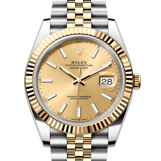 pas cher Rolex Datejust 41 Oyster 41 mm Oystersteel et or jaune Cadran couleur champagne M126333-0010