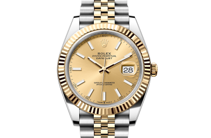 pas cher Rolex Datejust 41 Oyster 41 mm Oystersteel et or jaune Cadran couleur champagne M126333-0010