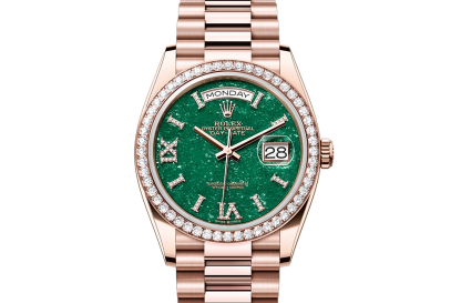 pas cher Rolex Day-Date 36 Oyster 36 mm Or Everose et diamants Cadran aventurine verte M128345RBR-0068