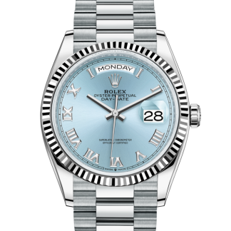 pas cher Rolex Day-Date 36 Oyster 36 mm platine Ice cadran bleu M128236-0008