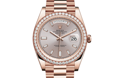 pas cher Rolex Day-Date 40 Oyster 40 mm Or Everose et diamants Cadran Sundust M228345RBR-0007