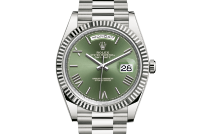 pas cher Rolex Day-Date 40 Oyster 40 mm or blanc Cadran vert olive M228239-0033