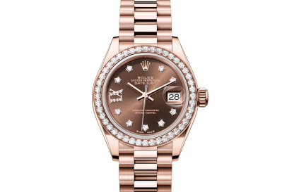 pas cher Rolex Lady-Datejust Oyster 28 mm Or Everose et diamants Cadran chocolat M279135RBR-0001