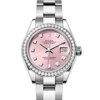 pas cher Rolex Lady-Datejust Oyster 28 mm Oystersteel or blanc et diamants Cadran rose M279384RBR-0004