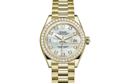 pas cher Rolex Lady-Datejust Oyster 28 mm or jaune et diamants Cadran blanc M279138RBR-0015