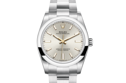 pas cher Rolex Oyster Perpetual 34 Oyster 34 mm Oystersteel Cadran argenté M124200-0001