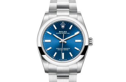 pas cher Rolex Oyster Perpetual 34 Oyster 34 mm Oystersteel Cadran bleu brillant M124200-0003