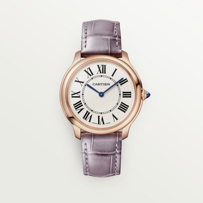 pas cher cartier Montre Ronde Louis Cartier 36 mm mouvement à quartz cuir or rose CRWGRN0012