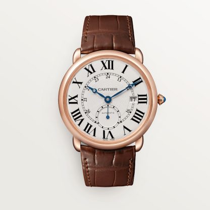 pas cher cartier Montre Ronde Louis Cartier 40mm cuir or rose CRW6801005