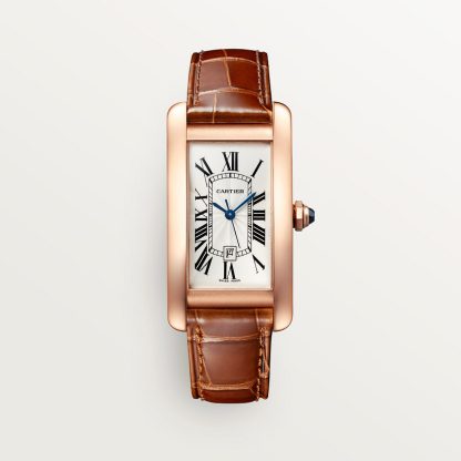 pas cher cartier Montre Tank Américaine Modèle moyen cuir or rose CRWGTA0046