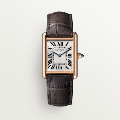 pas cher cartier Montre Tank Louis Cartier Grand modèle cuir or rose CRWGTA0011